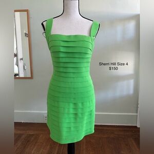 Sherri Hill Lime Green Mini Dress